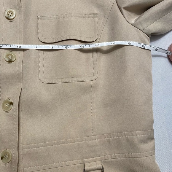 TALBOTS Womens Blazer SZ 10 Light Cream/Ivory Safari Style Lightweight - Picture 10 of 14